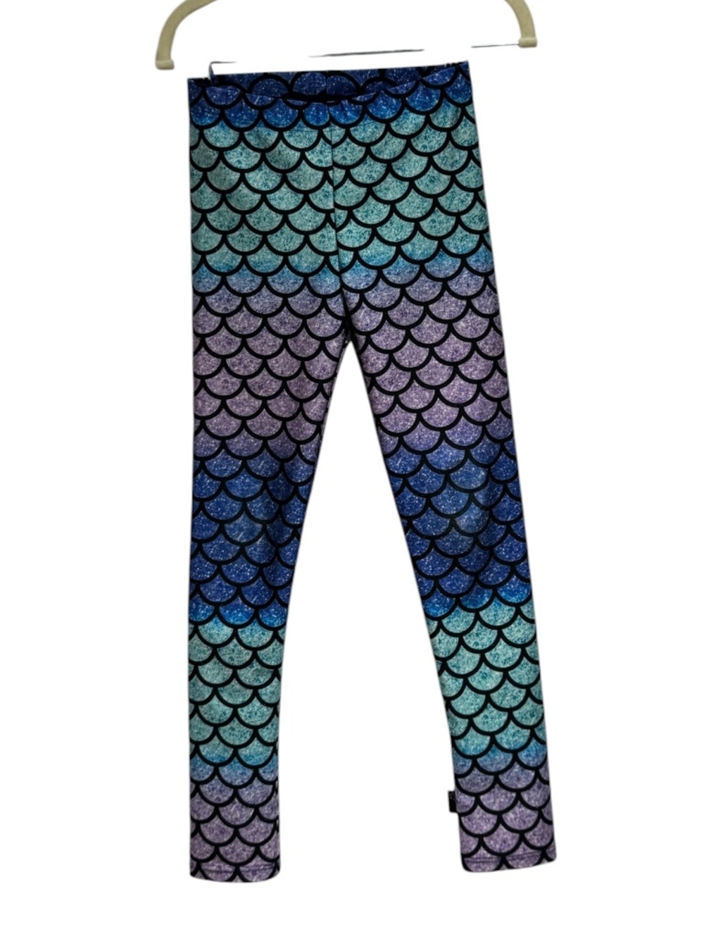 PIXIE LANE purple & teal sparkle/mermaid print leggings - size 4